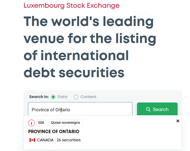 Luxembourgh Stock Exchange search